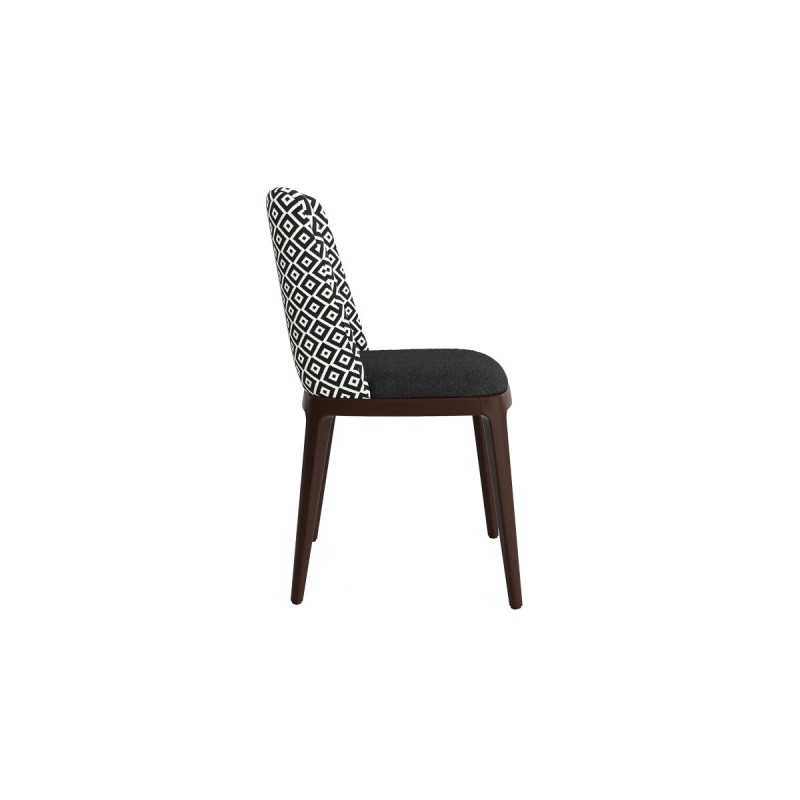 CHAISE PIPPA, MOTIF LOSANGES PETIT MODÈLE BLANC ET NOIR