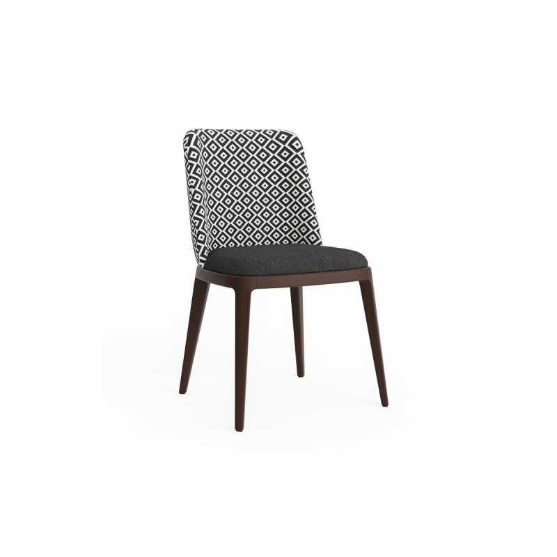 CHAISE PIPPA, MOTIF LOSANGES PETIT MODÈLE BLANC ET NOIR
